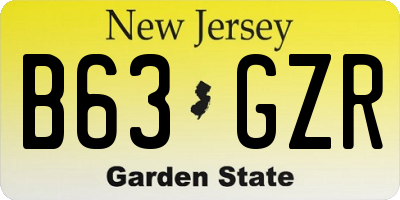 NJ license plate B63GZR