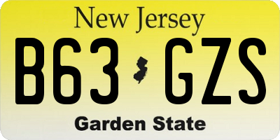 NJ license plate B63GZS