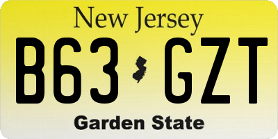 NJ license plate B63GZT