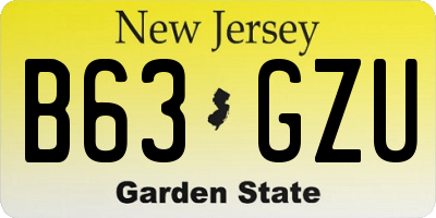 NJ license plate B63GZU