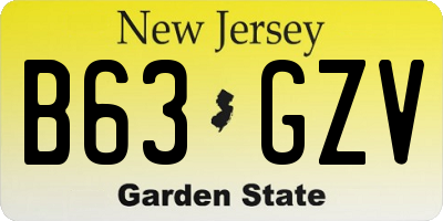 NJ license plate B63GZV