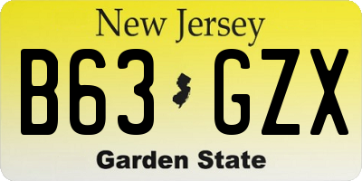 NJ license plate B63GZX