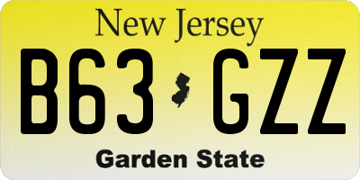 NJ license plate B63GZZ