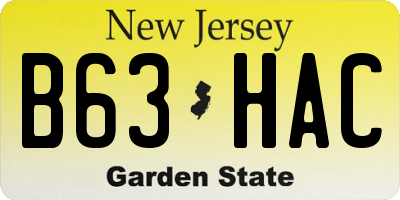 NJ license plate B63HAC