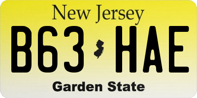 NJ license plate B63HAE