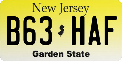 NJ license plate B63HAF