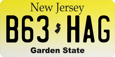 NJ license plate B63HAG
