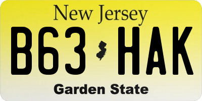 NJ license plate B63HAK