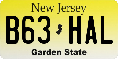 NJ license plate B63HAL