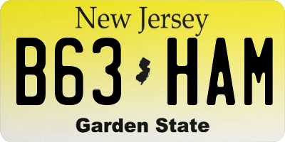 NJ license plate B63HAM
