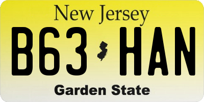 NJ license plate B63HAN