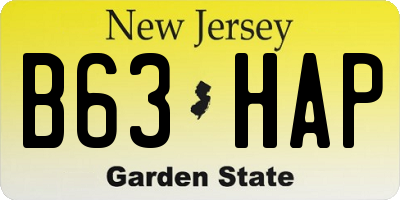 NJ license plate B63HAP