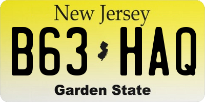 NJ license plate B63HAQ