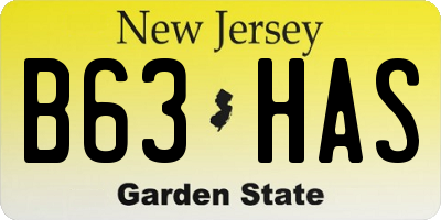 NJ license plate B63HAS