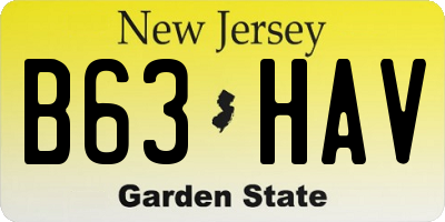 NJ license plate B63HAV
