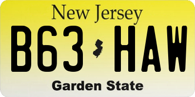 NJ license plate B63HAW