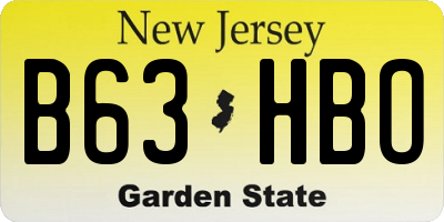 NJ license plate B63HBO