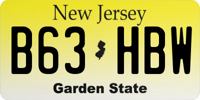 NJ license plate B63HBW