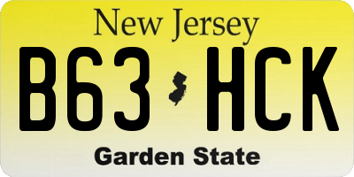 NJ license plate B63HCK