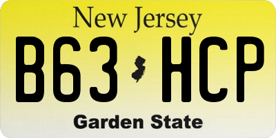 NJ license plate B63HCP
