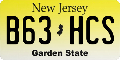 NJ license plate B63HCS