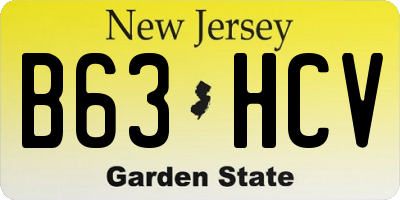 NJ license plate B63HCV
