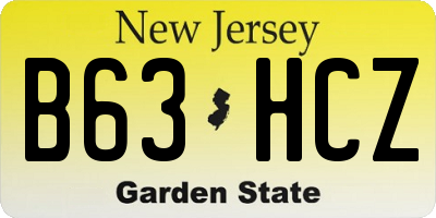 NJ license plate B63HCZ