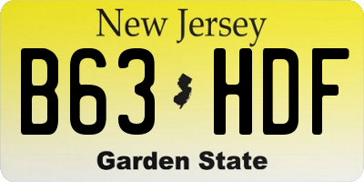 NJ license plate B63HDF