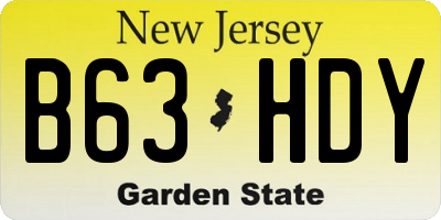 NJ license plate B63HDY