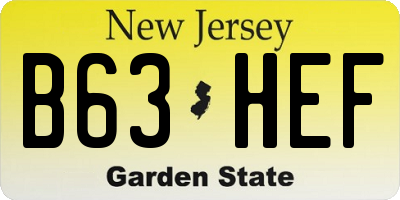 NJ license plate B63HEF
