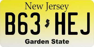 NJ license plate B63HEJ