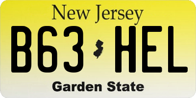 NJ license plate B63HEL