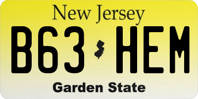 NJ license plate B63HEM