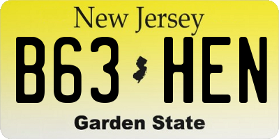 NJ license plate B63HEN