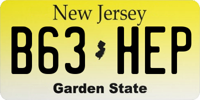 NJ license plate B63HEP