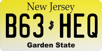 NJ license plate B63HEQ