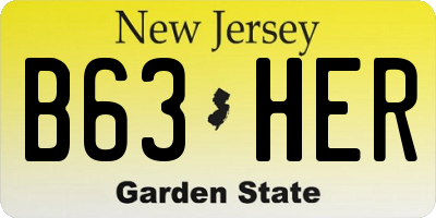 NJ license plate B63HER
