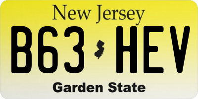 NJ license plate B63HEV