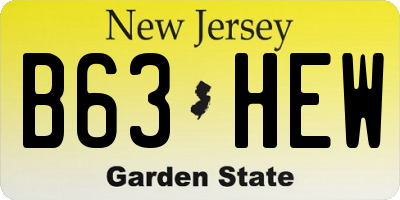 NJ license plate B63HEW