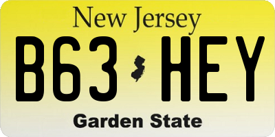 NJ license plate B63HEY