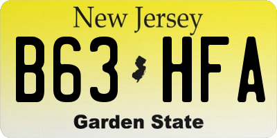 NJ license plate B63HFA