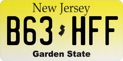 NJ license plate B63HFF