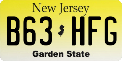NJ license plate B63HFG