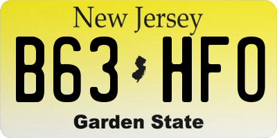 NJ license plate B63HFO