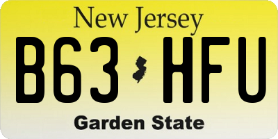 NJ license plate B63HFU