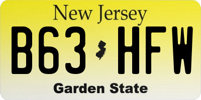 NJ license plate B63HFW