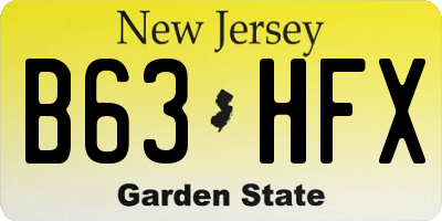 NJ license plate B63HFX