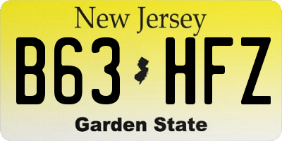 NJ license plate B63HFZ