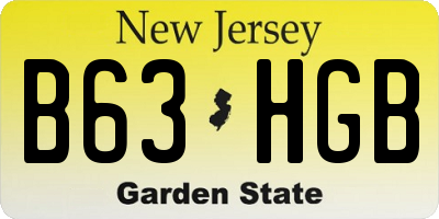 NJ license plate B63HGB