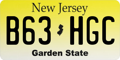 NJ license plate B63HGC